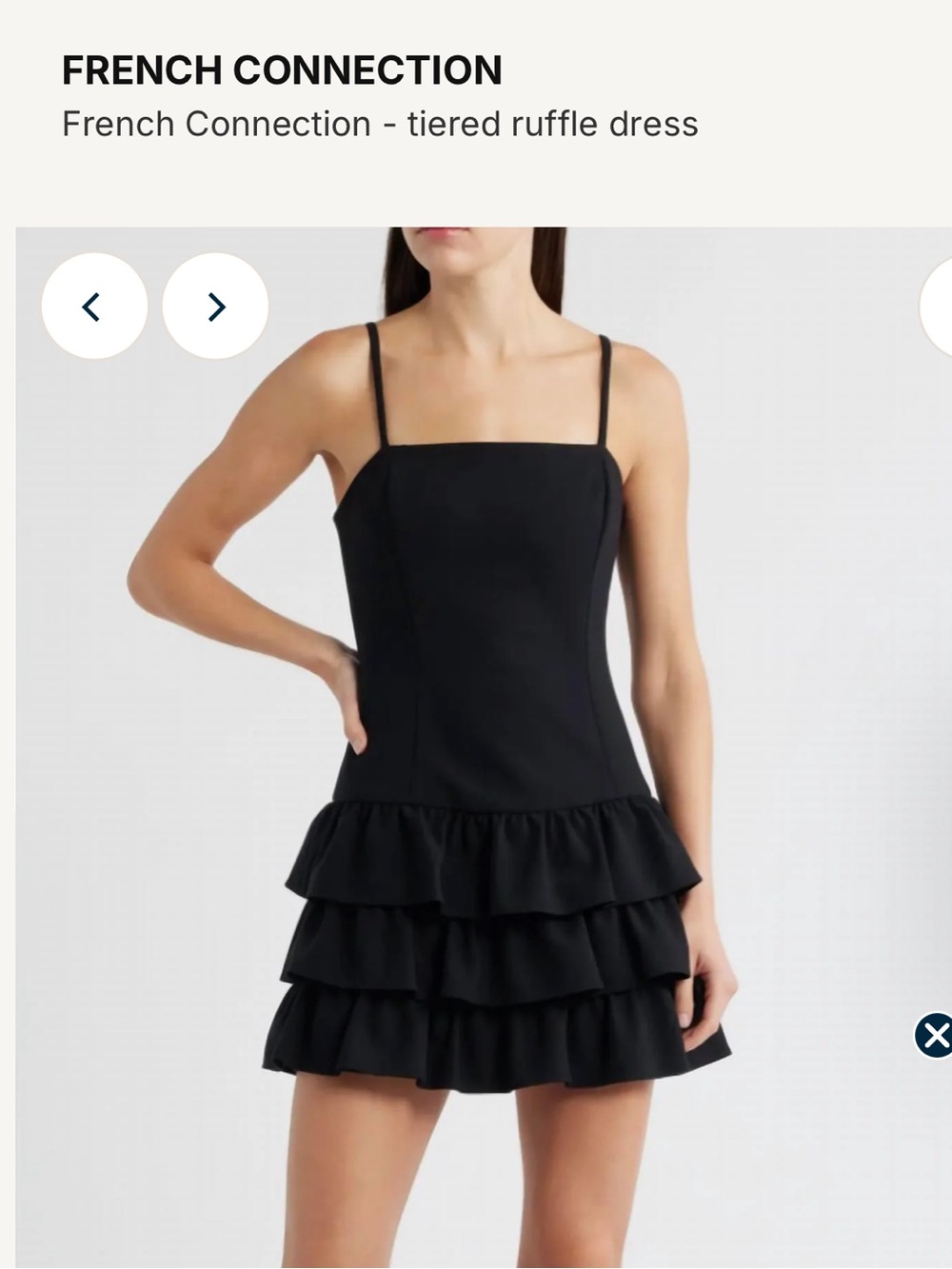 French Connection Black Tiered Ruffle Mini Dress